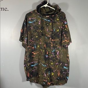 Rolling Paper Paint Splattered Short Sleeve Hoodie